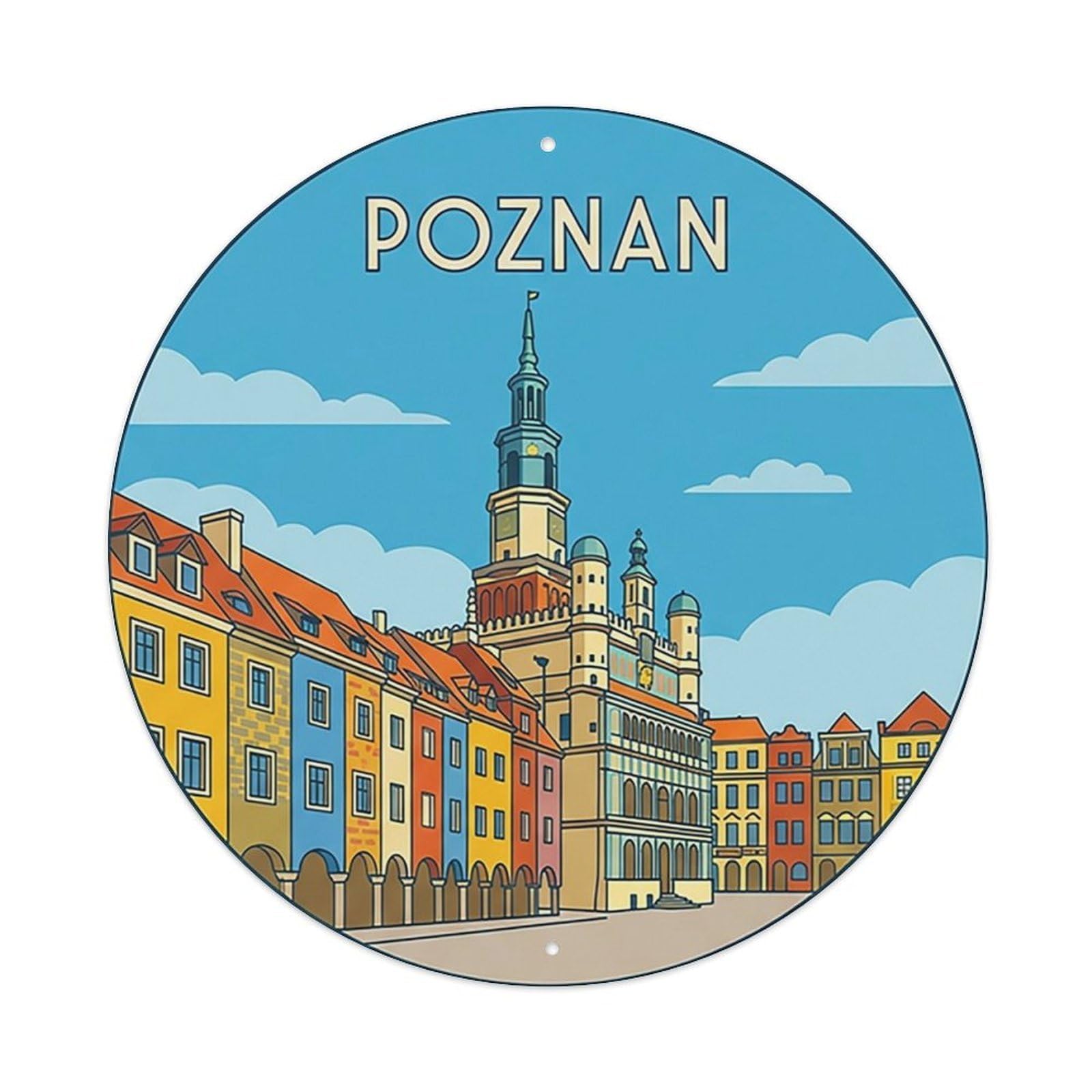 Vintage Travel Poland Poznan Vintage Metal Tin Sign Plaque Wall Decor for Cafe, Club Bar, Office, Garden Metal Poster 8x8Inch