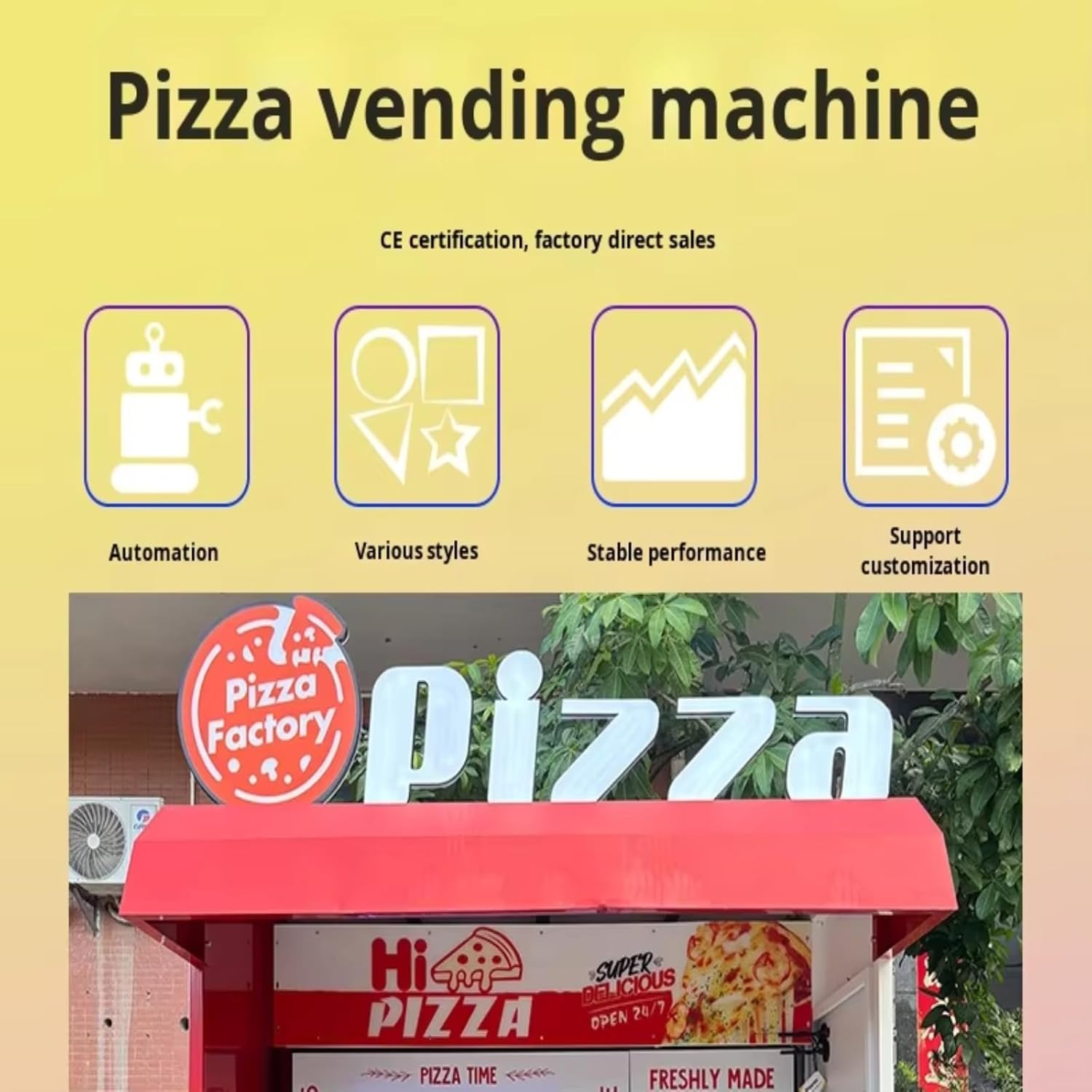 Fully Automatic Pizza Vending Machine for Sale, Commercial Automated Smart Pizza with Cashless Payment, High Capacity Storage & Fast Heating, 24/7 Food Business Equipment