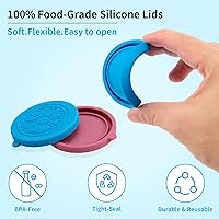 Vista 2 de Tapas de silicona coloridas para tarros de yogur de vidrio de 5 oz Juego de 24 tapas para botellas Oui Herméticas, reutilizables, de grado