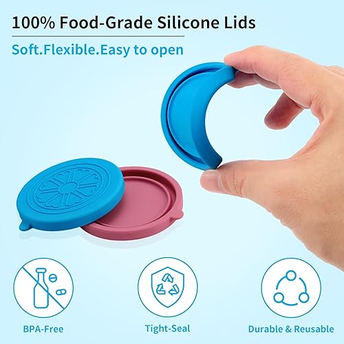 Miniatura 2 de Oui - Tapas para tarros de yogur de silicona, paquete de 12 fundas coloridas para tarros de vidrio de yogur Oui de 5 onzas, perfectas para botellas