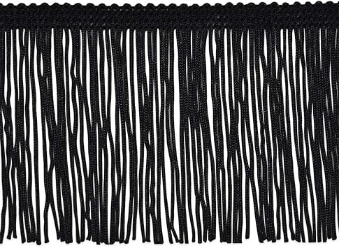 Trims By The Yard 3" Chainette Fringe Trim, Polyester-Made Decorative Fringe Trim, Versatile Fringes for Costumes, Uniforms, Home Decor, and Party Decorations, 5 yards, Black