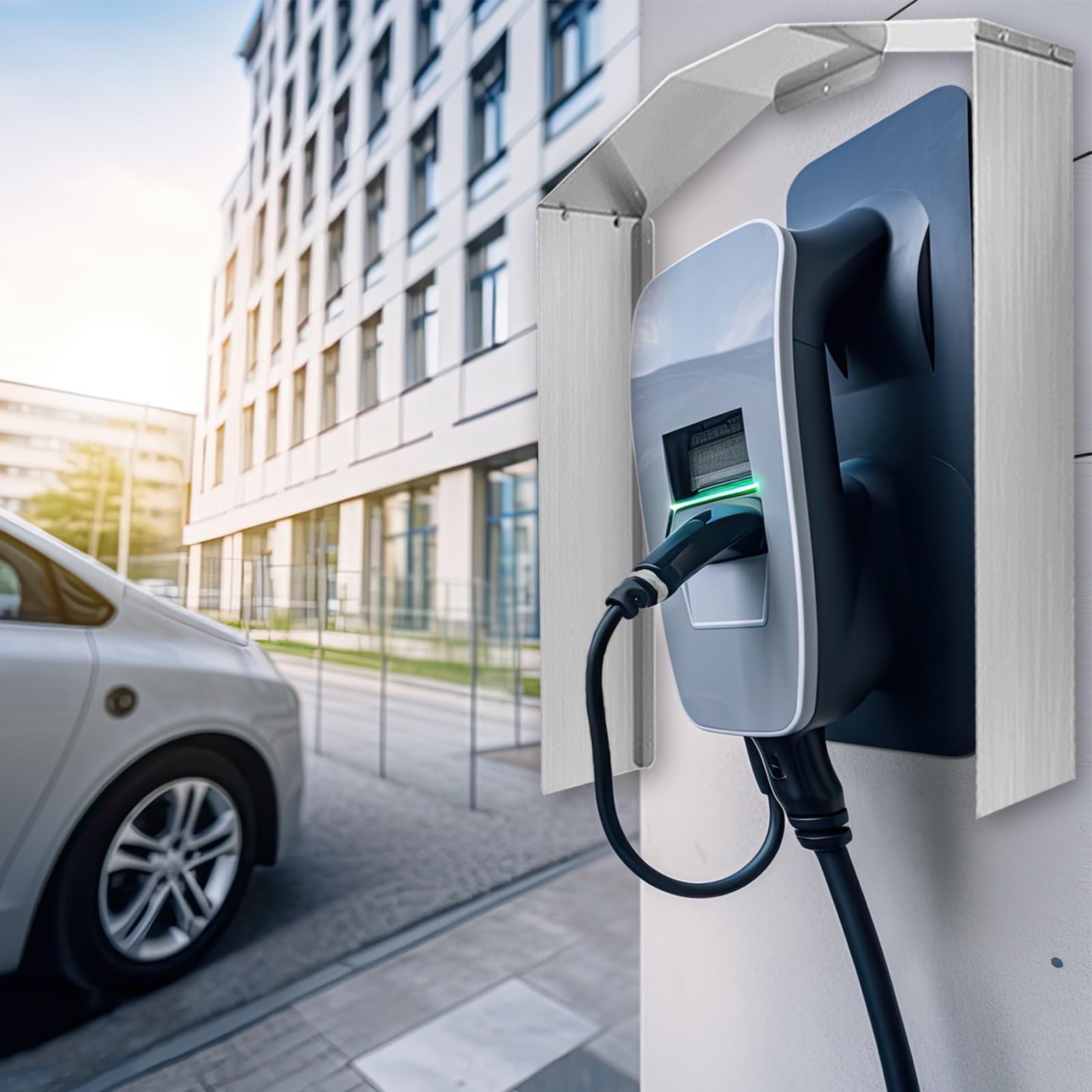 Aisny Wallbox Antipioggia, Tettoia per Auto Elettriche Stazione di Ricarica Tetto di Protezione dalle Intemperie Colonnina di Ricarica Protezione dalla Pioggia Protezione Solare