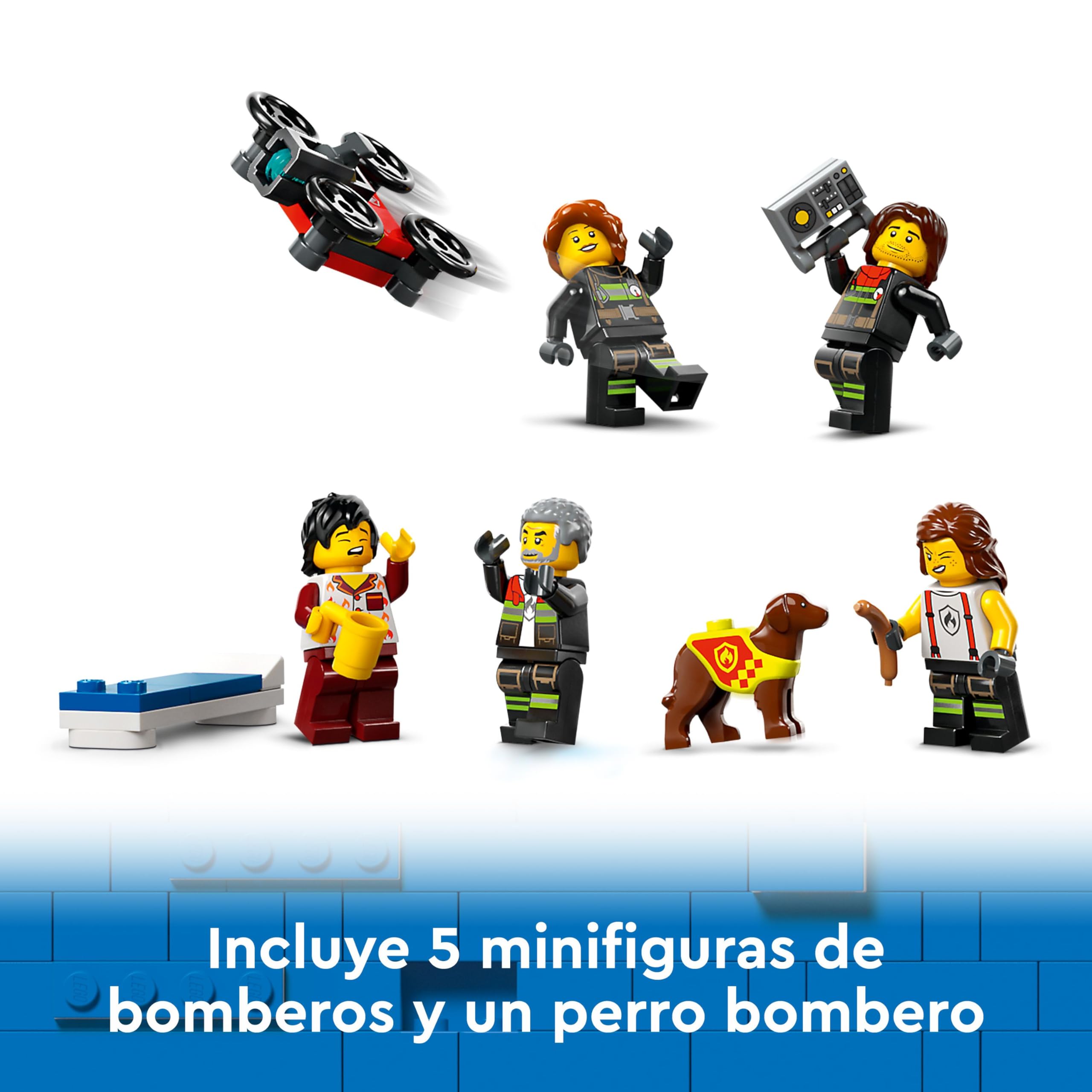 LEGO City Parque de Bomberos con Camión de Juguete, Regalo de Cumpleaños para Niños y Niñas de 6 Años o Más, Figura de Perro y 5 Minifiguras, Juego Imaginativo y de Acción 60414