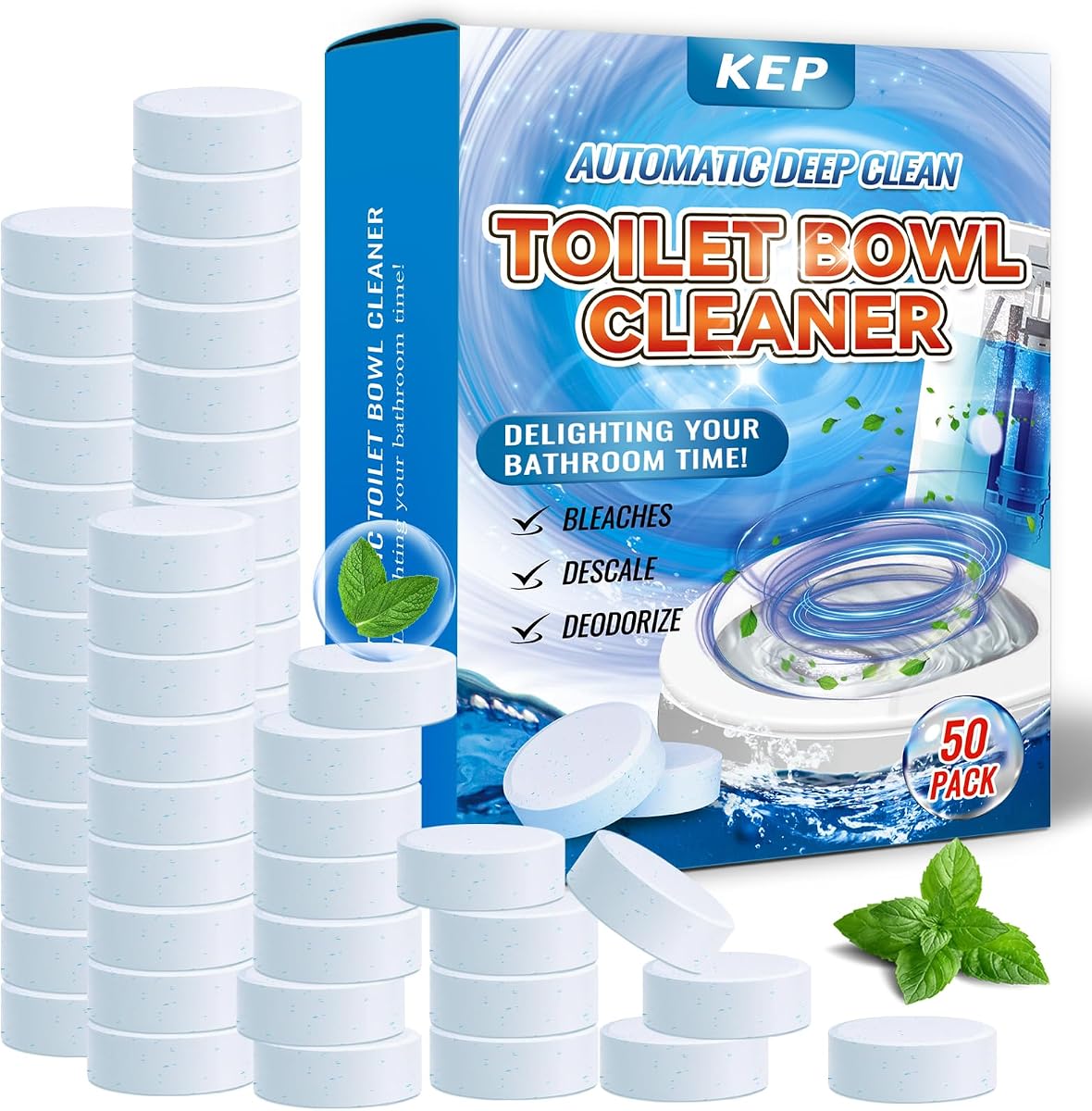 BLUELAND Toilet Bowl Cleaner Tablets, Zero Legs Of Skank And Fresh Clean Scent, 30ct