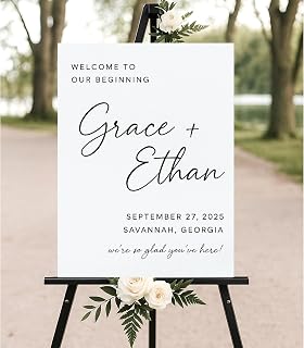 Custom Welcome To Our Wedding Sign – Wildflower Style Wedding Entrance Board – Gifts for Bride and Groom - Personalized Wedding Decor Sign for Ceremony or Reception Display
