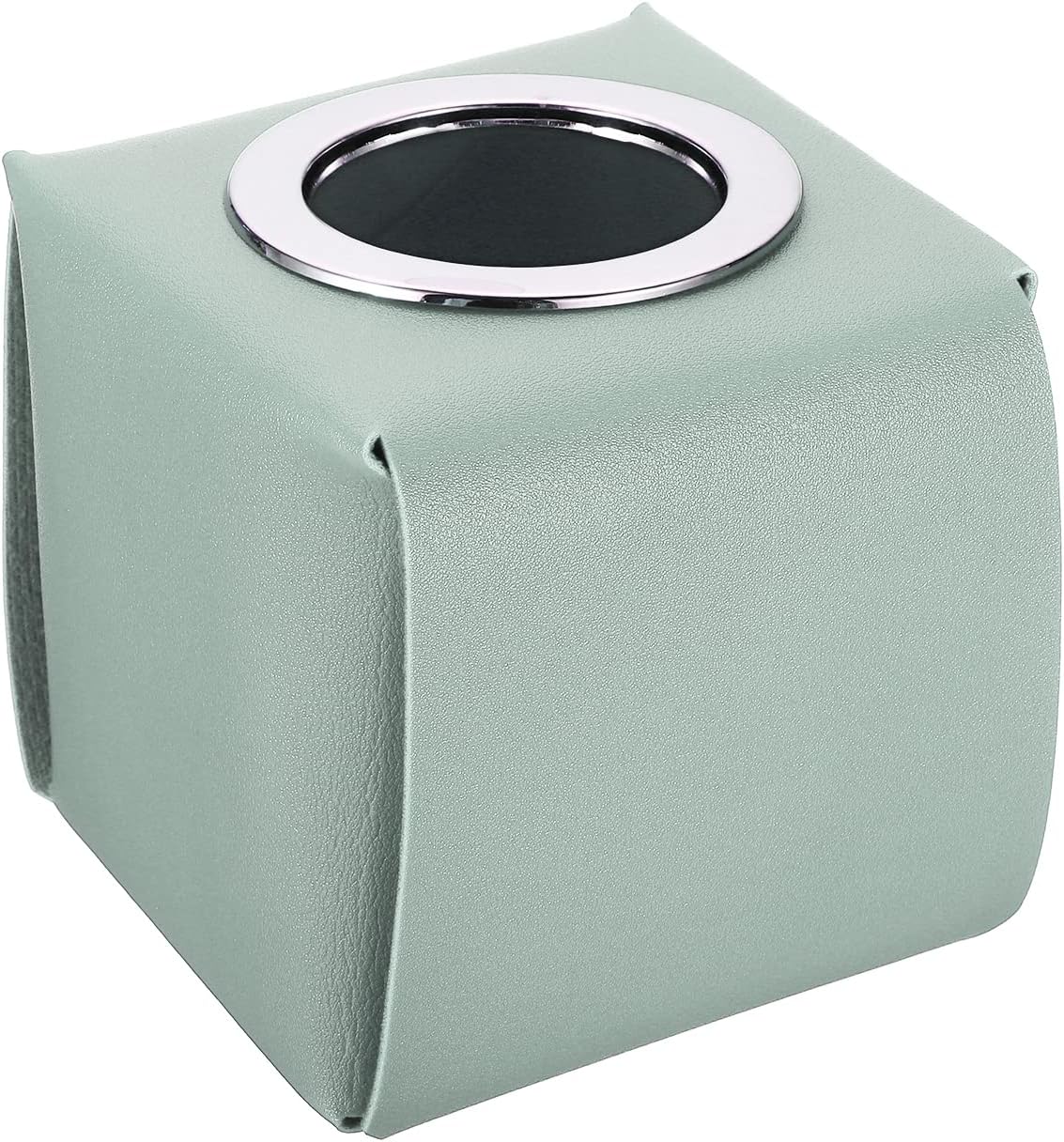 PATIKIL Tissue Box Cover, PU Leather Square Decorative Napkin Paper Towel Dispenser Holder for Countertop Home Office Car, Light Green