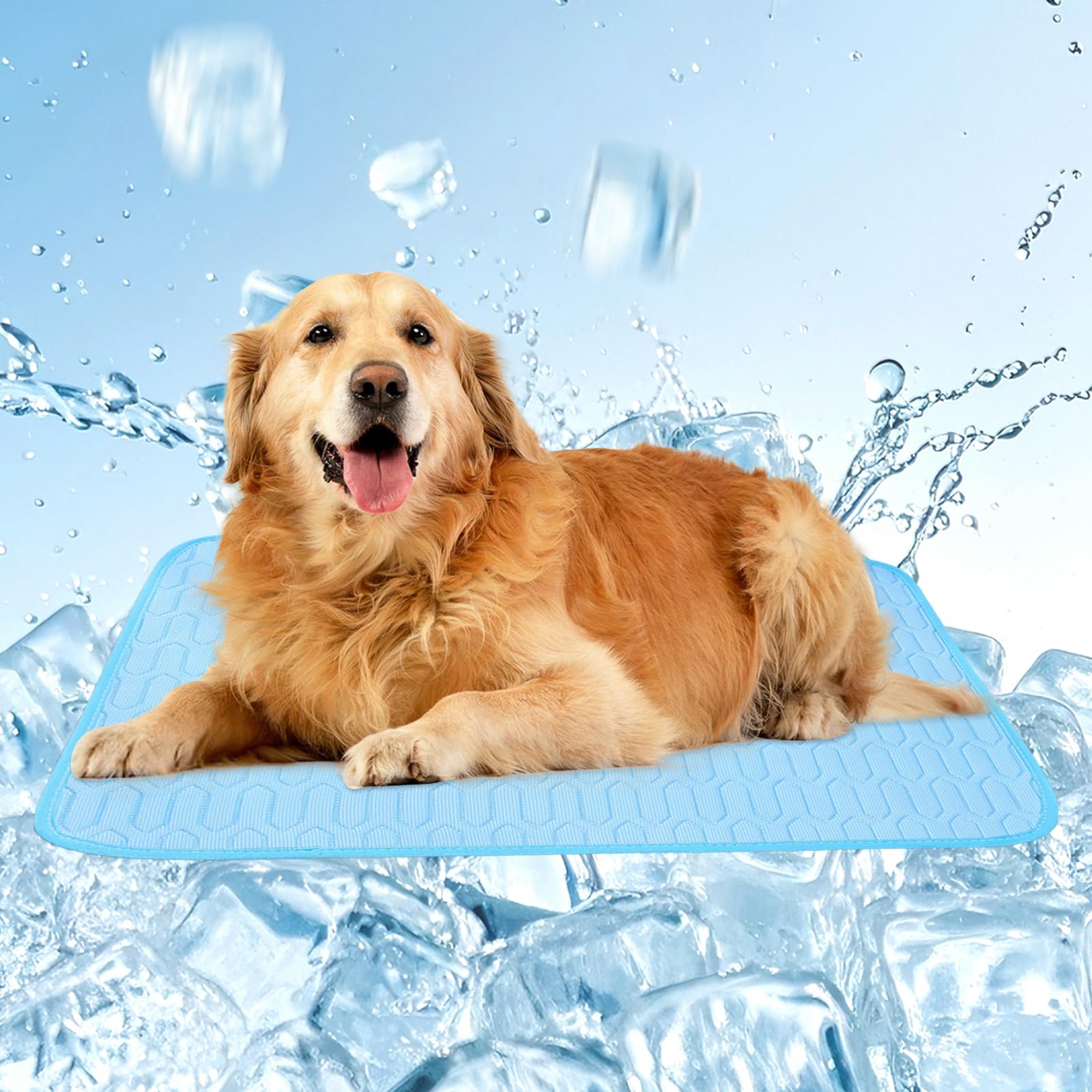 Cool Mat for Dogs, Cat Cooling Mat, Easy Fold Washable Cooling Mats for Dogs 62*50cm for Dog Cats in Hot Summer, Dog Cool Mats for Outdoor Indoor Kennels, Crates, Car Seats ( Blue 62*50cm)