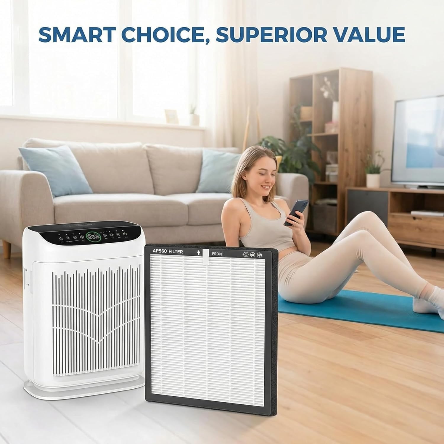 Replacement Filters Compatible with AP380 Air Purifier,High-efficiency HEPA Activated carbon.（2Pack）