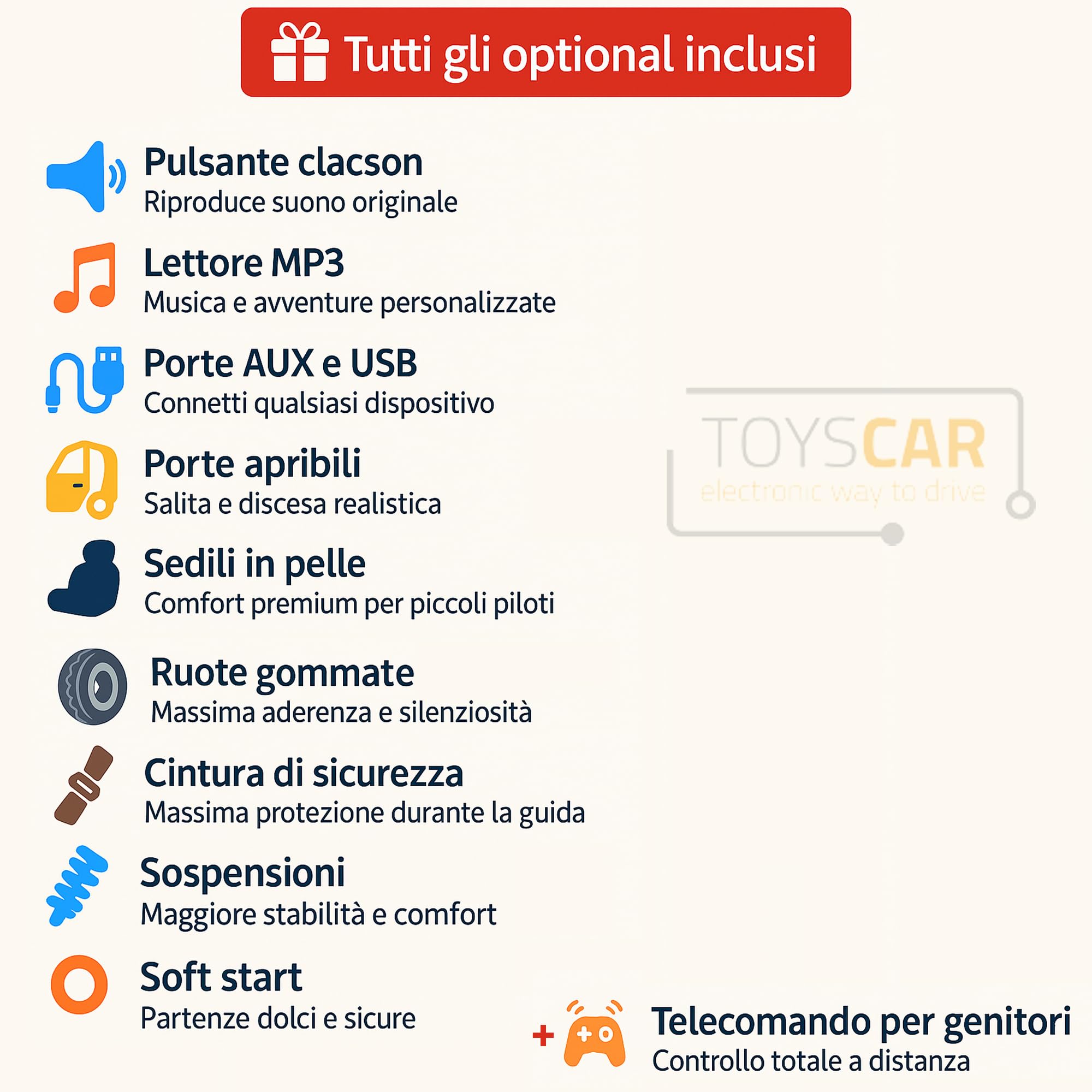 TOYSCAR Auto Macchina Elettrica per Bambini 2 Posti 24V Fuoristrada Big Adventure Telecomandata Sedile in Pelle Porte Apribili Doppio Motore Elettrico Carico 35 kg Ruote in Gomma E TAPPETINI