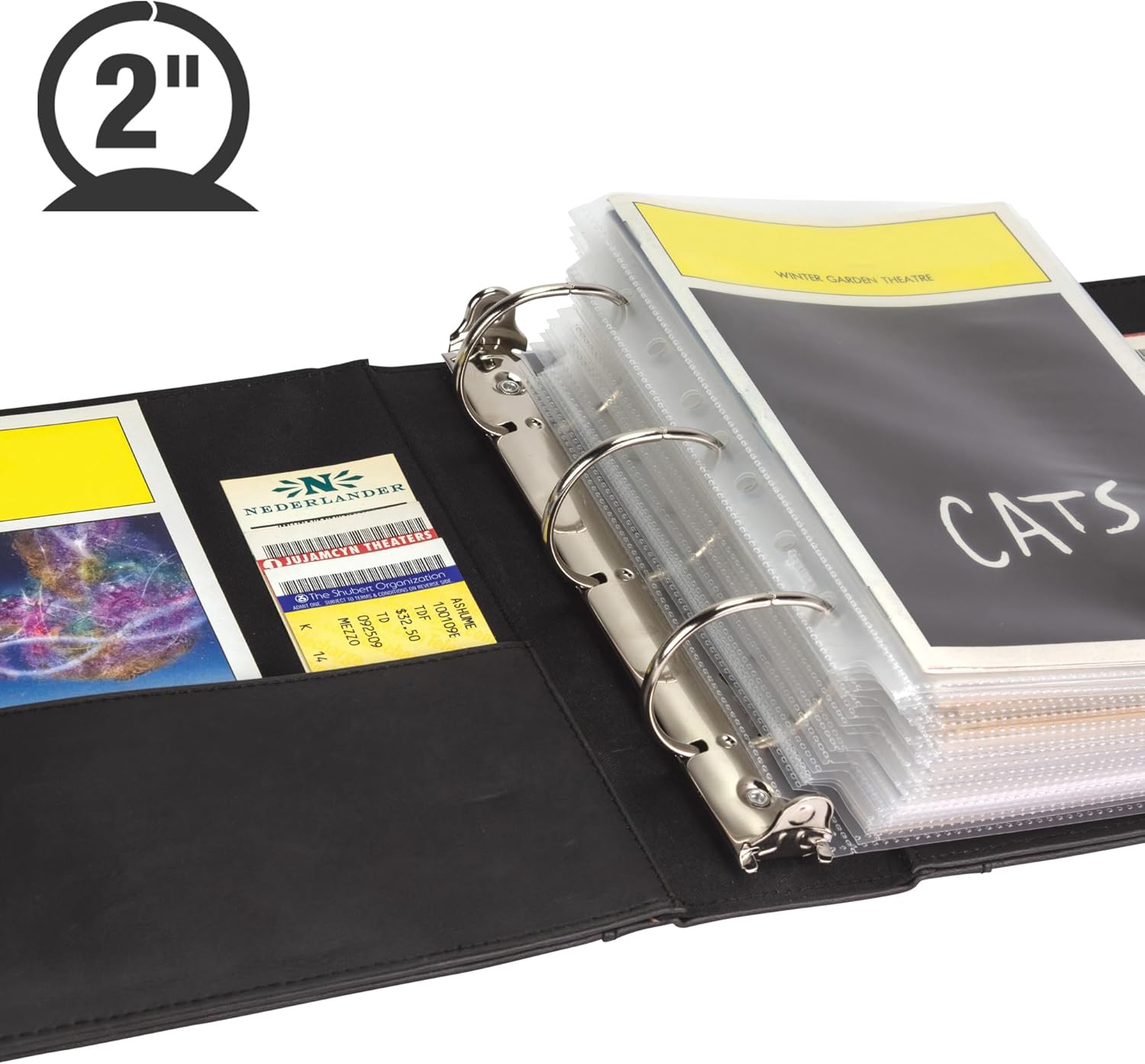 Samsill Contrast Stitch Vintage 2 Inch Playbill Binder, Compatible with Theater Programs and Broadway Programs, Playbills Debossed