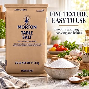 Morton Table Salt, Iodized, 25 Pound