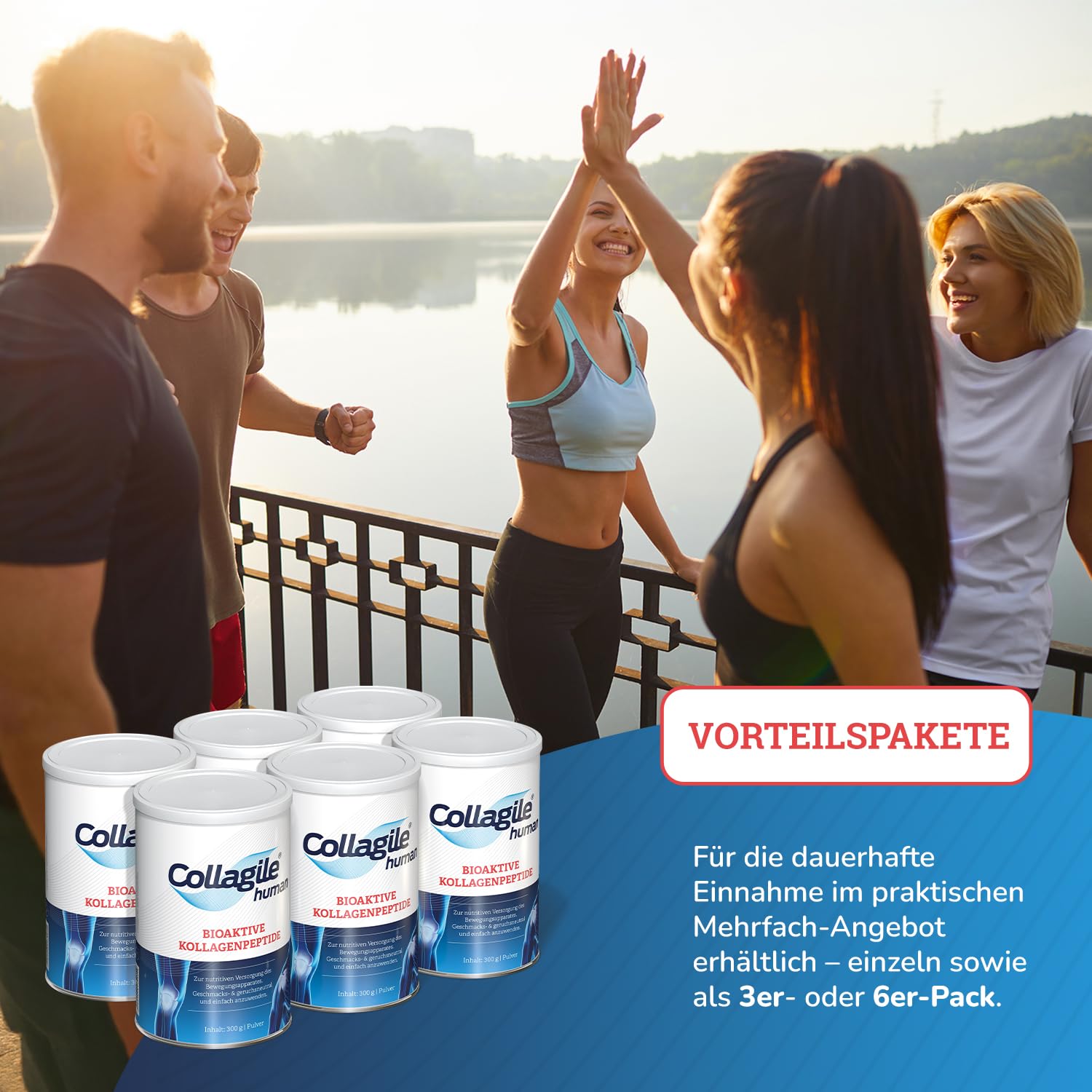 Testsieger: SEHR GUT, Für Gelenke, Knochen und Muskeln - 6 x 300 g Collagile human