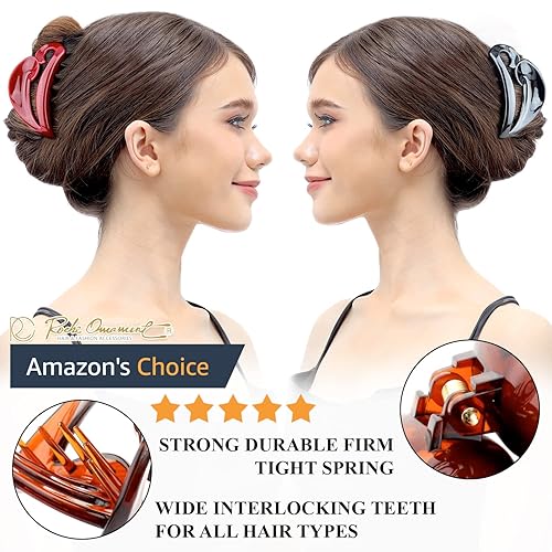 Miniatura 2 de RC ROCHE ORNAMENT 6 pinzas para el cabello para mujer, pinza de mandíbula francesa, dientes entrelazados, agarre fuerte, agarre antideslizante,