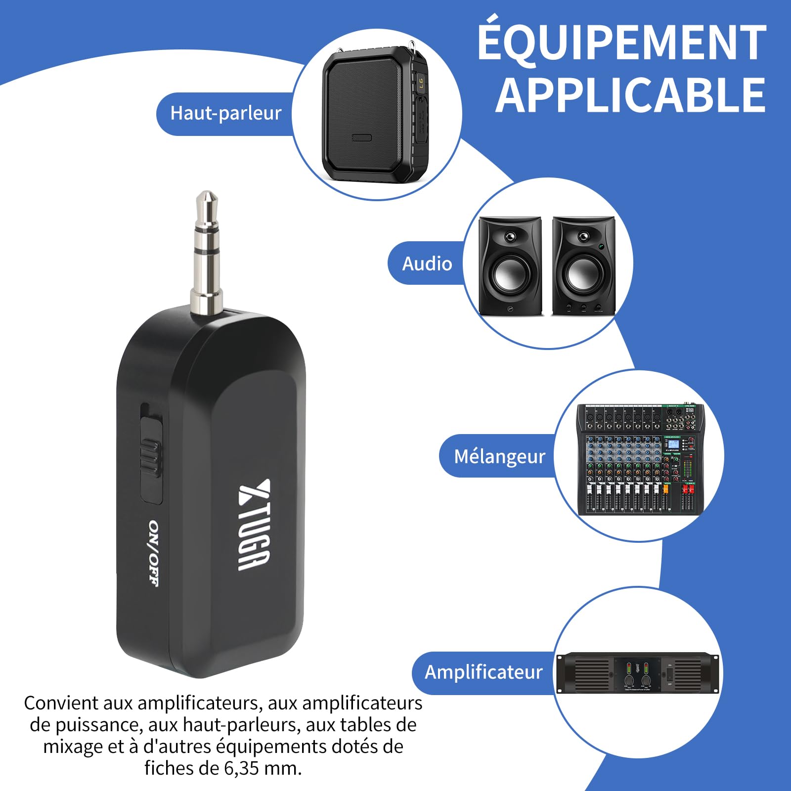 XTUGA Microphone sans Fil pour Instrument 2.4G Rechargeable Guitare Violon Violoncelle Batterie 6 Heures KX-722-1