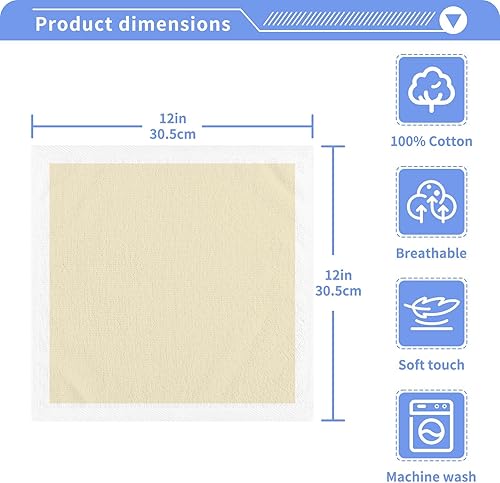 Miniatura 4 de Juego de 2 toallas de algodón absorbente de 12 x 12 pulgadas color beige crema suave juego de 2 toallas cuadradas de cocina para limpiar la cara