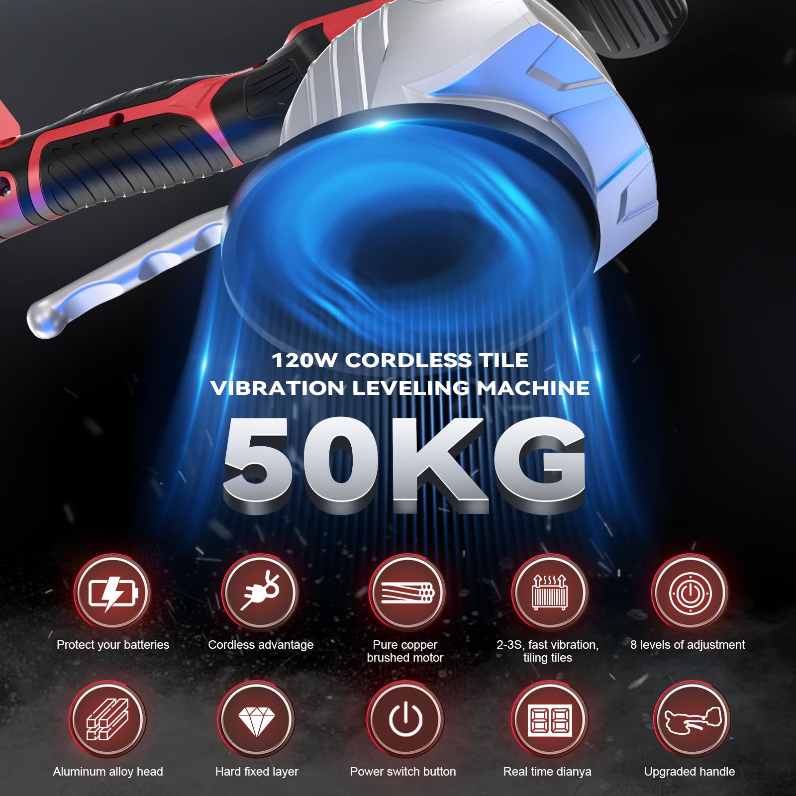 Milwaukee Machine à niveler les vibrations sans fil pour batterie 18 V max, outil oscillant portable Ecarke pour m18 avec 8 vitesses réglables, ventouse, affichage numérique, pour