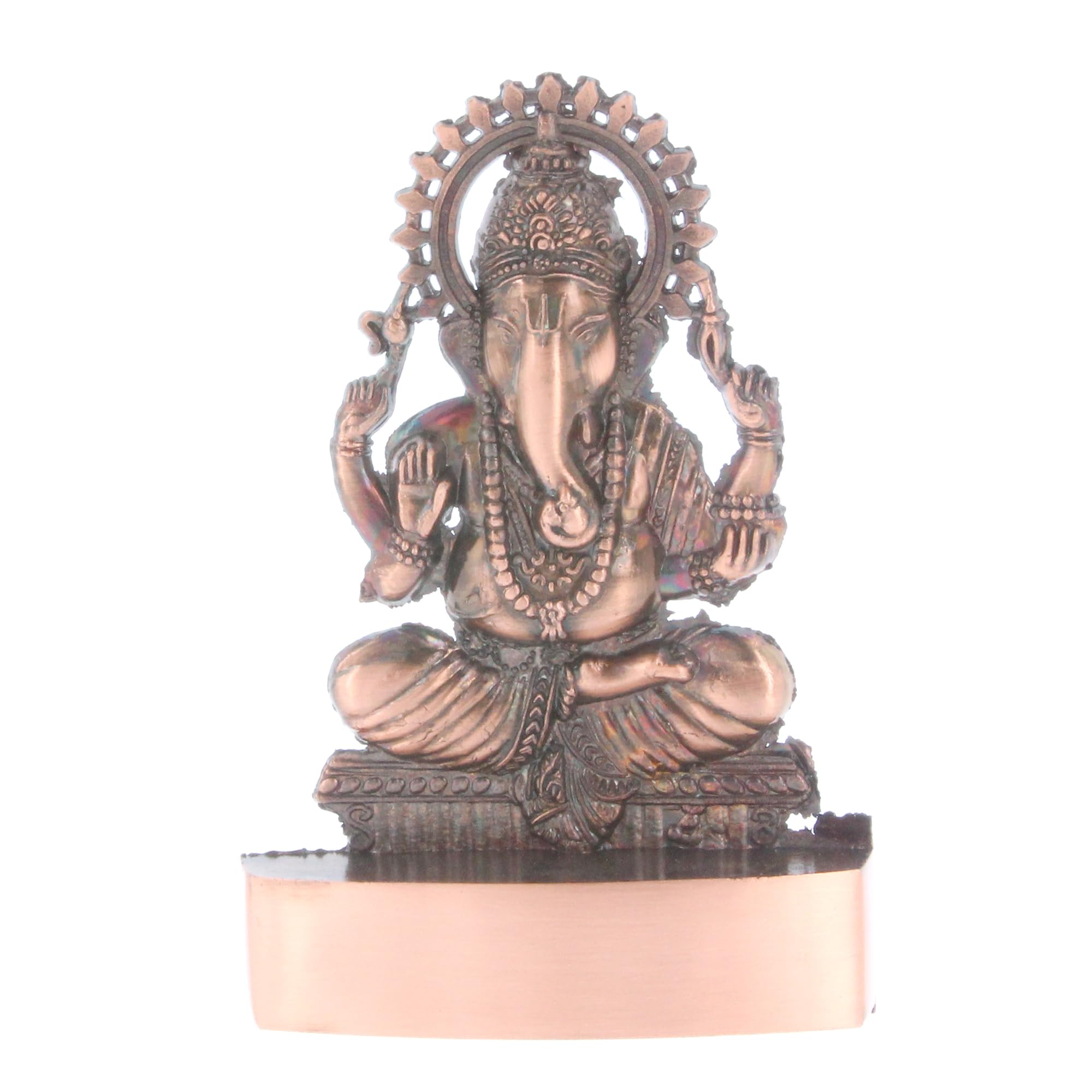Indiabazaar Copper Ganesh Statue Murti Bronze Metal Small Lord Ganesha Ganpati Sitting Idol Small Hindu God For Car Dashboard Home Office Desk Mandir Temple Décor Diwali Wedding Gift (5 Inch)
