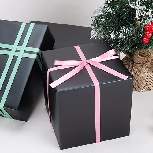 Miniatura 3 de LaRibbons Papel de regalo negro, rollo de papel de regalo de metal mate de color sólido, 17 pulgadas x 40 pies (56.6 pies cuadrados total) papel de