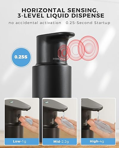 Miniatura 3 de Dispensador automático de jabón líquido sin contacto, 16.2 oz16.2 fl oz recargable, 3 niveles de líquido ajustables, IPX7 impermeable, para cocina y