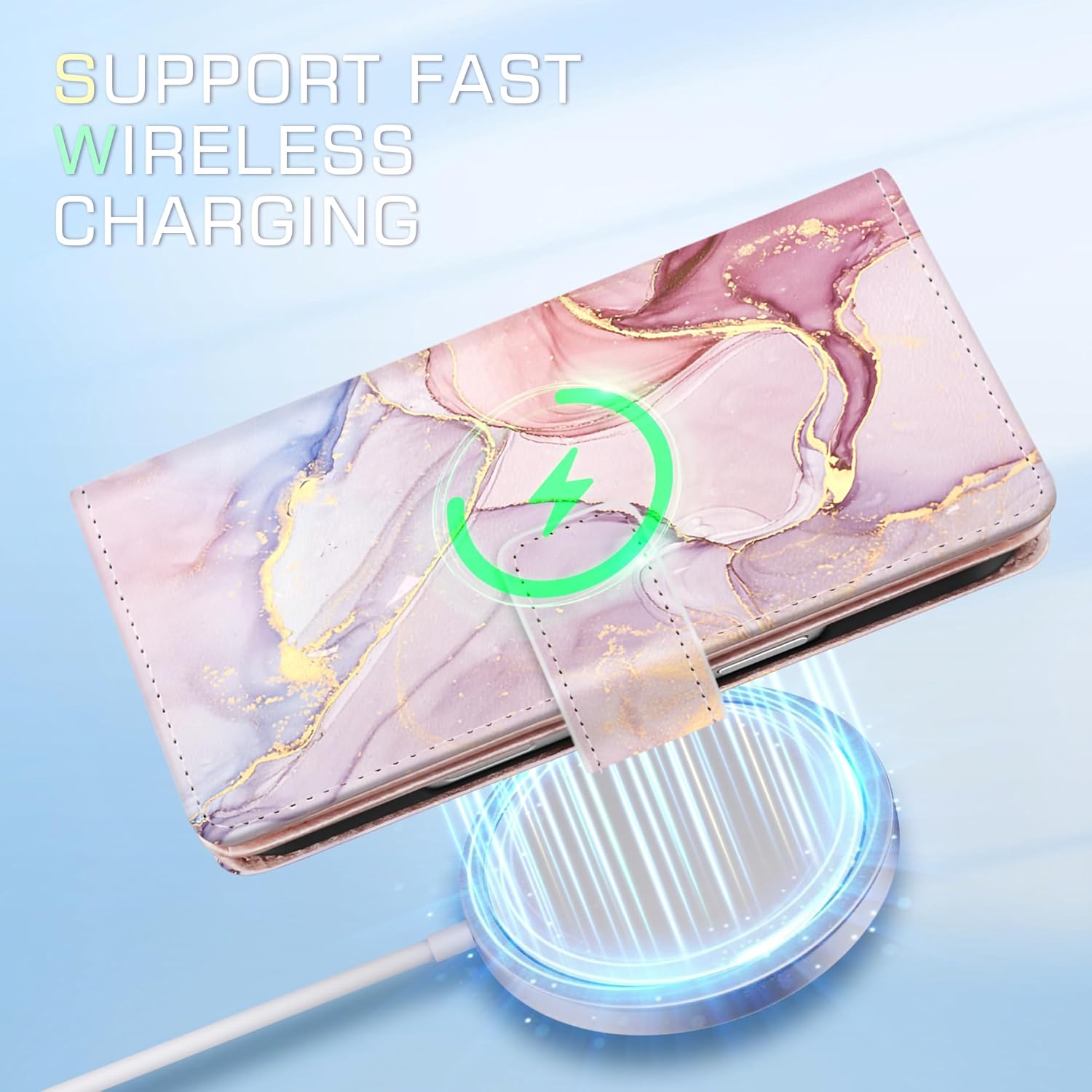 Fingic for iPhone 17 Case Wallet Case for Women Girls[with 9 Card Holders] Marble Rose Gold PU Leather with Detachable Wrist Strap Fullbody Slim Shockproof Flip Phone Case for iPhone 17,6.3 inch,2025 - Image 7