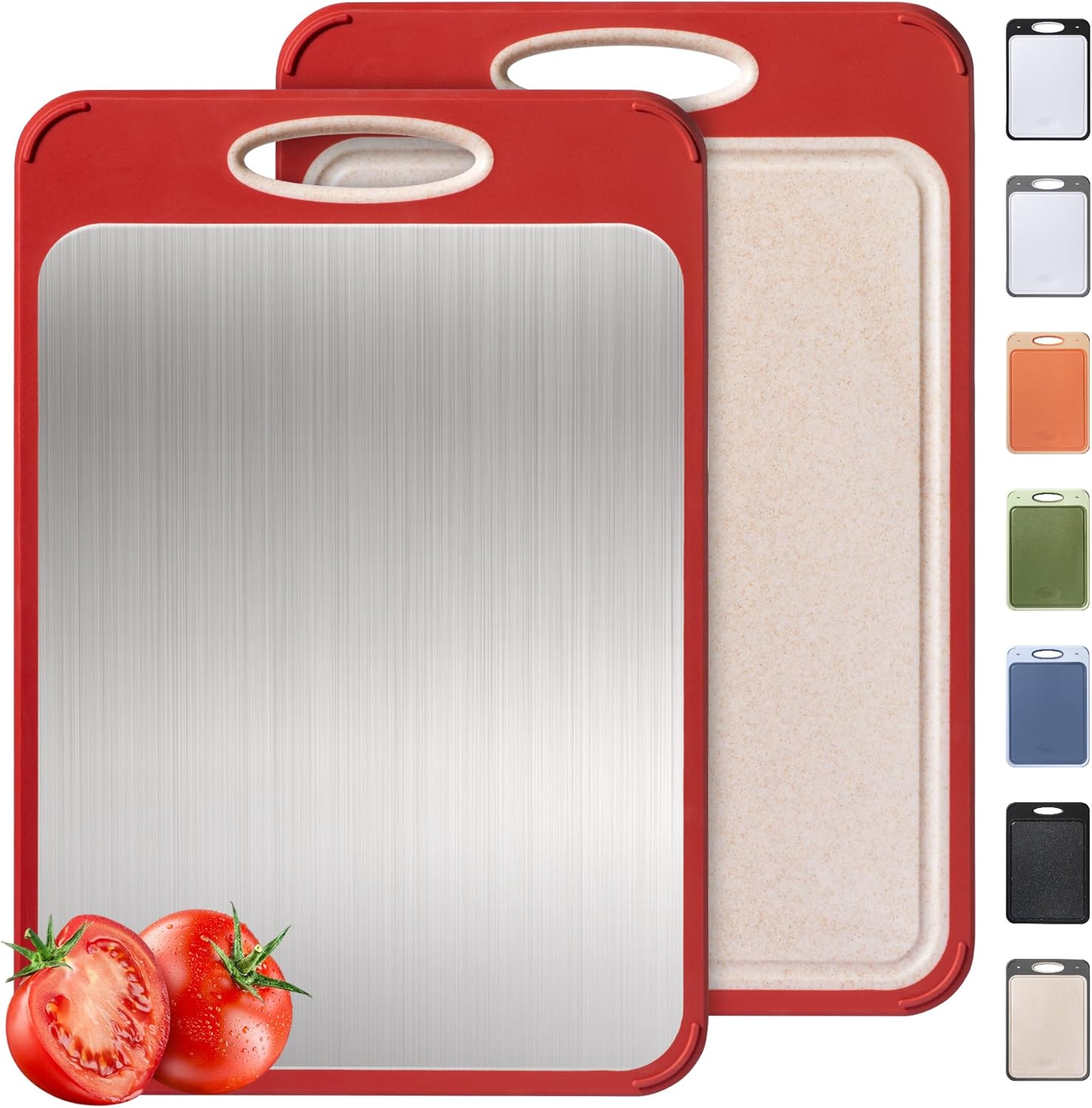 Extra Large Stainless Steel Cutting Board Double Sided Non Slip Feet and Over Sink Butcher Block Chopping Board Nice Juice Groove Big Xl XXl xlarge Best Hardwood Kitchen Counter Organic Meat BBQ Kit