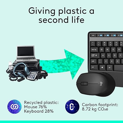 Miniatura 5 de Logitech MK345 Combo de teclado y ratón inalámbricos con reposamuñecas, receptor USB de 2.4 GHz, compatible con PC, laptop, negro