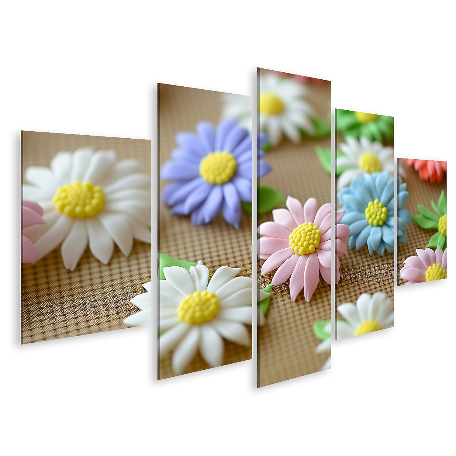 islandburner Bild auf Leinwand Farbenfrohe Backmatte mit bunten Fondant-Gänseblümchen-Muster Küche Backzubehör Shop Wandbilder Bilder