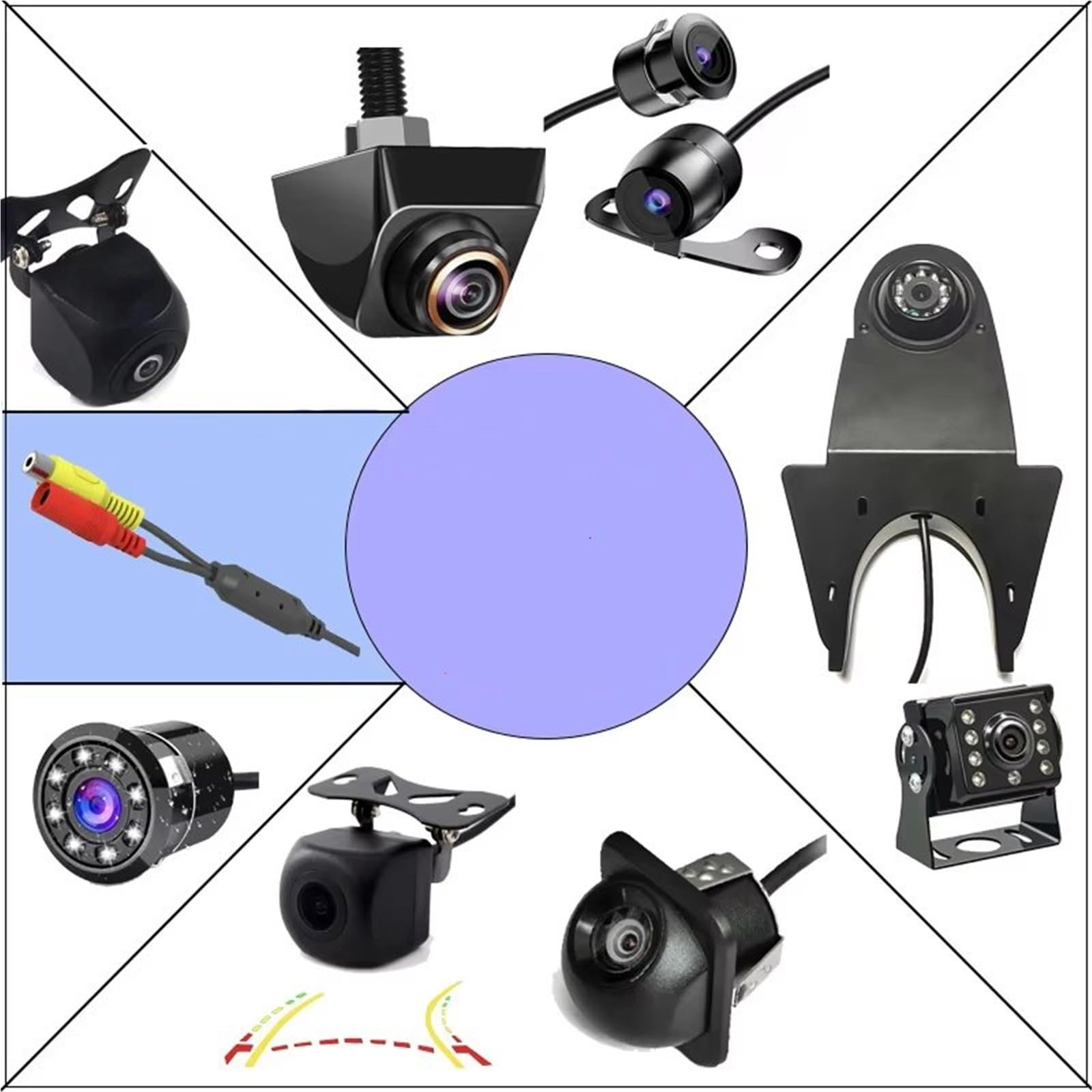 Aparcamiento asistido Sensores De Estacionamiento Con Video Reversa Zumbador Trasero Monitoreo De Radar Monitores Para Punto Ciego Control De Distancia Y Posicionador(BLUE)