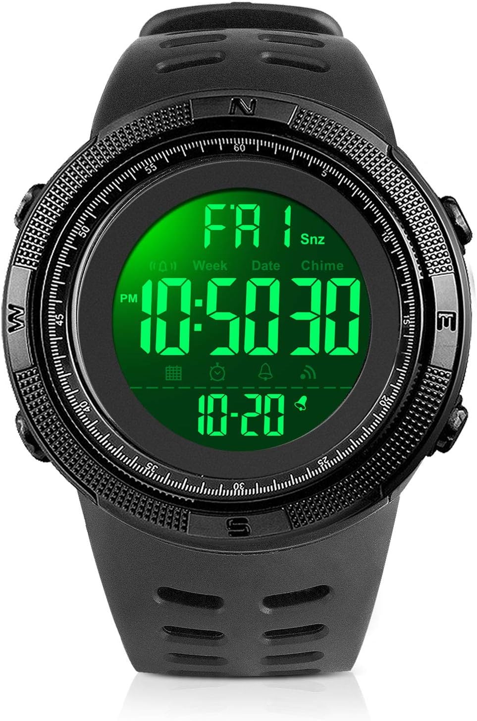 YEENIK Men’s Digital Watch, Led Military 50M Waterproof Sports Watches for Men, Electronic Hand Wrist Watch with Alarm Stopwatch Dual Time Zone Count Down EL Backlight Calendar Date for Men - Black