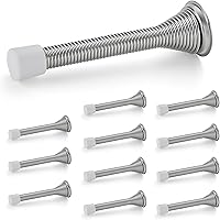 Ravinte 12 Pack Satin Nickel Spring Door Stoppers with Rubber Bumpers - Easy 1-Min Install, Wall & Door Protection