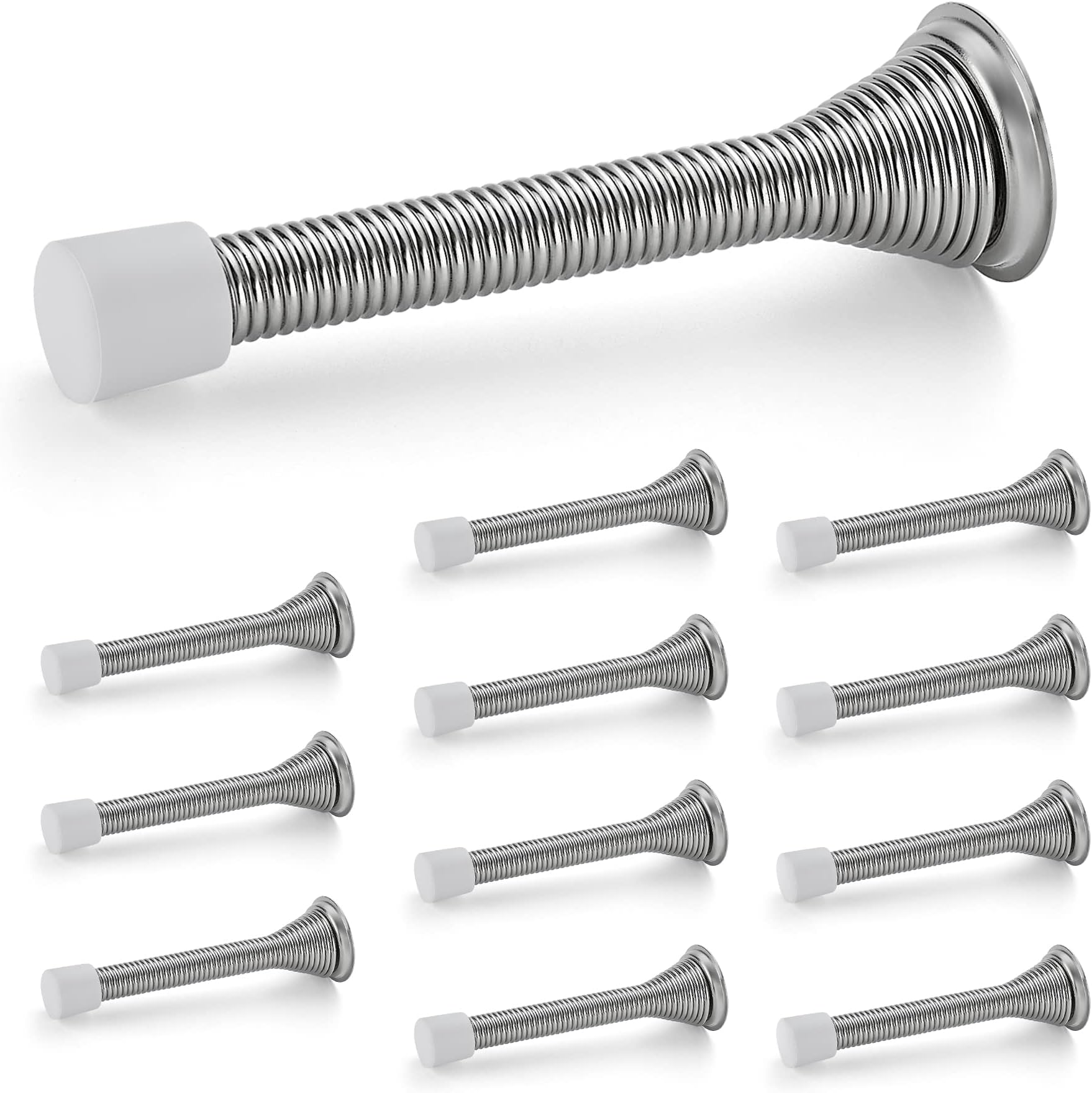 Ravinte Door Stoppers, 12 Pack Spring Door Stops with Rubber Bumper, Satin Nickel Door Stoppers for Bottom of Door