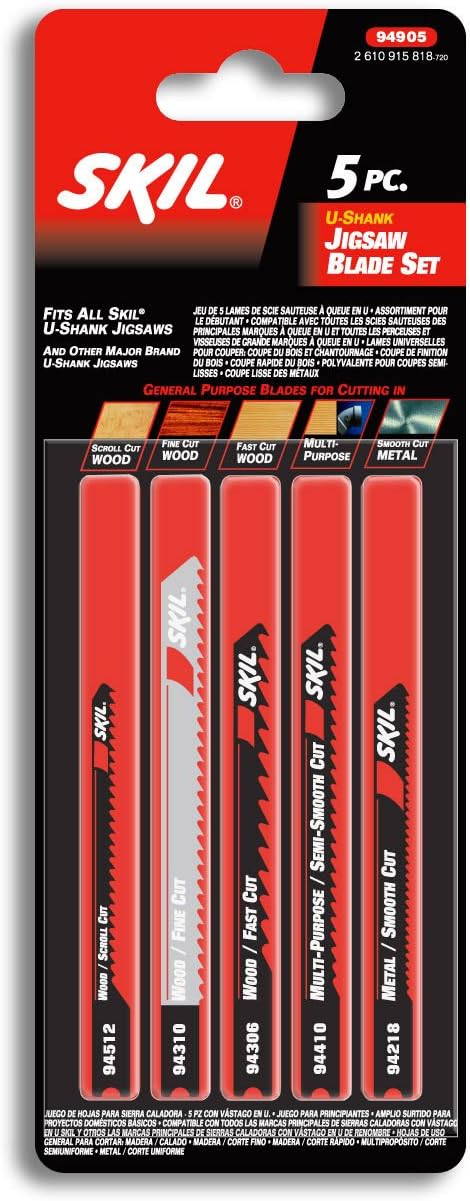 SKIL 94905 U-shank Jigsaw Blade Set, 5 Piece