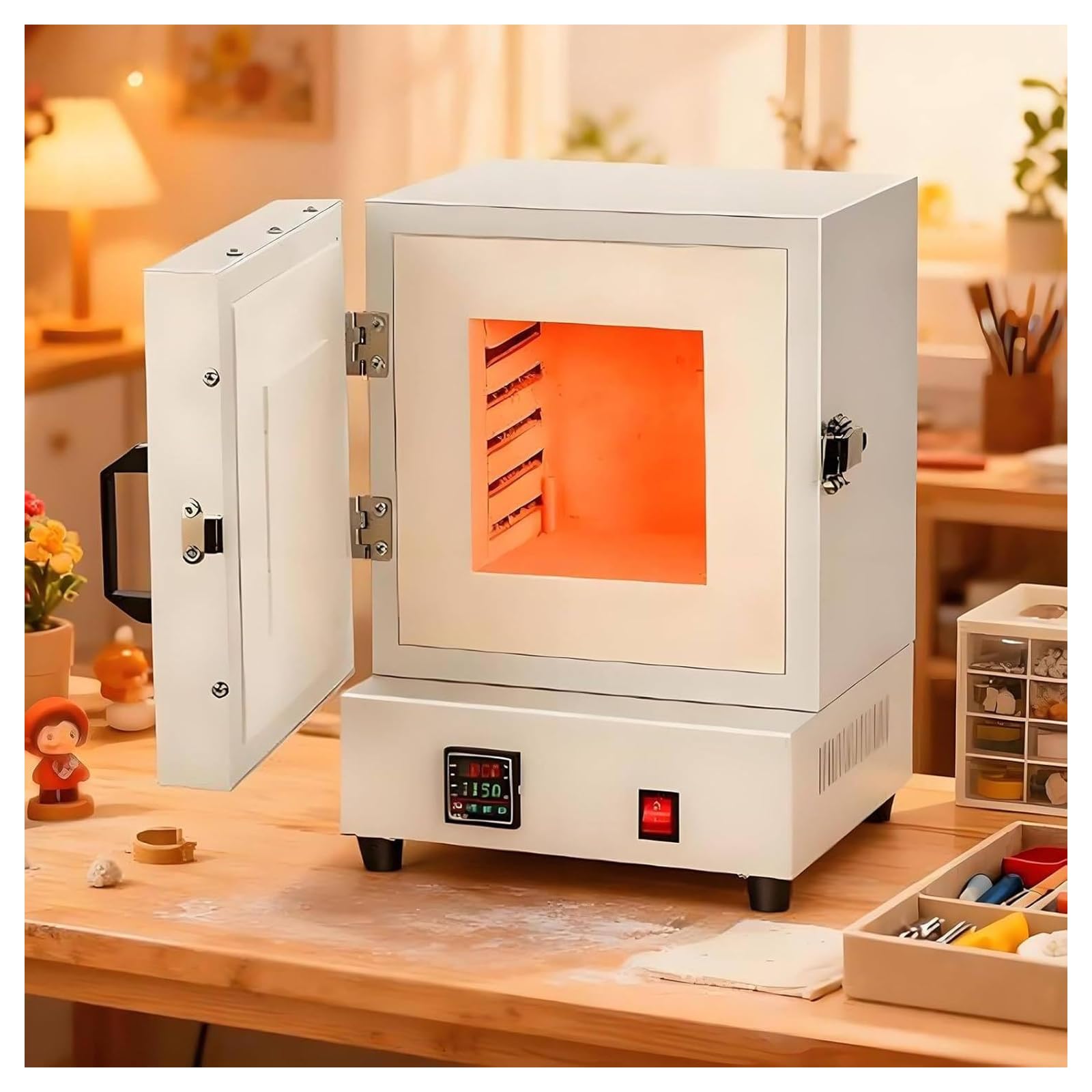 ZHENYUWANG Household Electric Kiln, 2000w Furnace, Temperature Up To 2102℉/1150℃, With Controller, Suitable For Jewelry Making And Wax Casting 110V