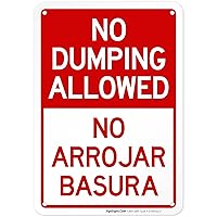 Vista 17 de Letrero bilingüe de "No Dumping Allowed No Arrojar Basura, 10 x 14 pulgadas, libre de óxido, aluminio 040, resistente a la decoloración, fabricado
