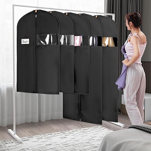 Miniatura 2 de Syeeiex Bolsa de traje de 40 pulgadas, juego de 8 bolsas de ropa para colgar ropa, bolsas de traje para almacenamiento en el armario, bolsas de