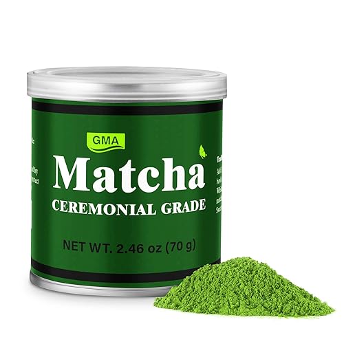 GMA Polvo de té verde matcha de grado ceremonial 2.46 oz polvo de matcha ceremonial - Para elaboración directa de cerveza y bebida 2.46-01