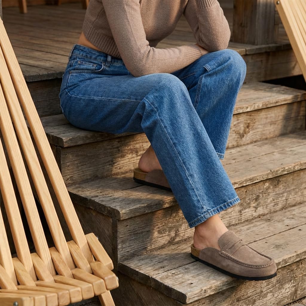 CUSHIONAIRE Fondu Genuine Leather Mule Clogs for Women, Comfortable Slip On Womens Shoes with Penny Strap Accent and Memory Foam Footbed - Image 8