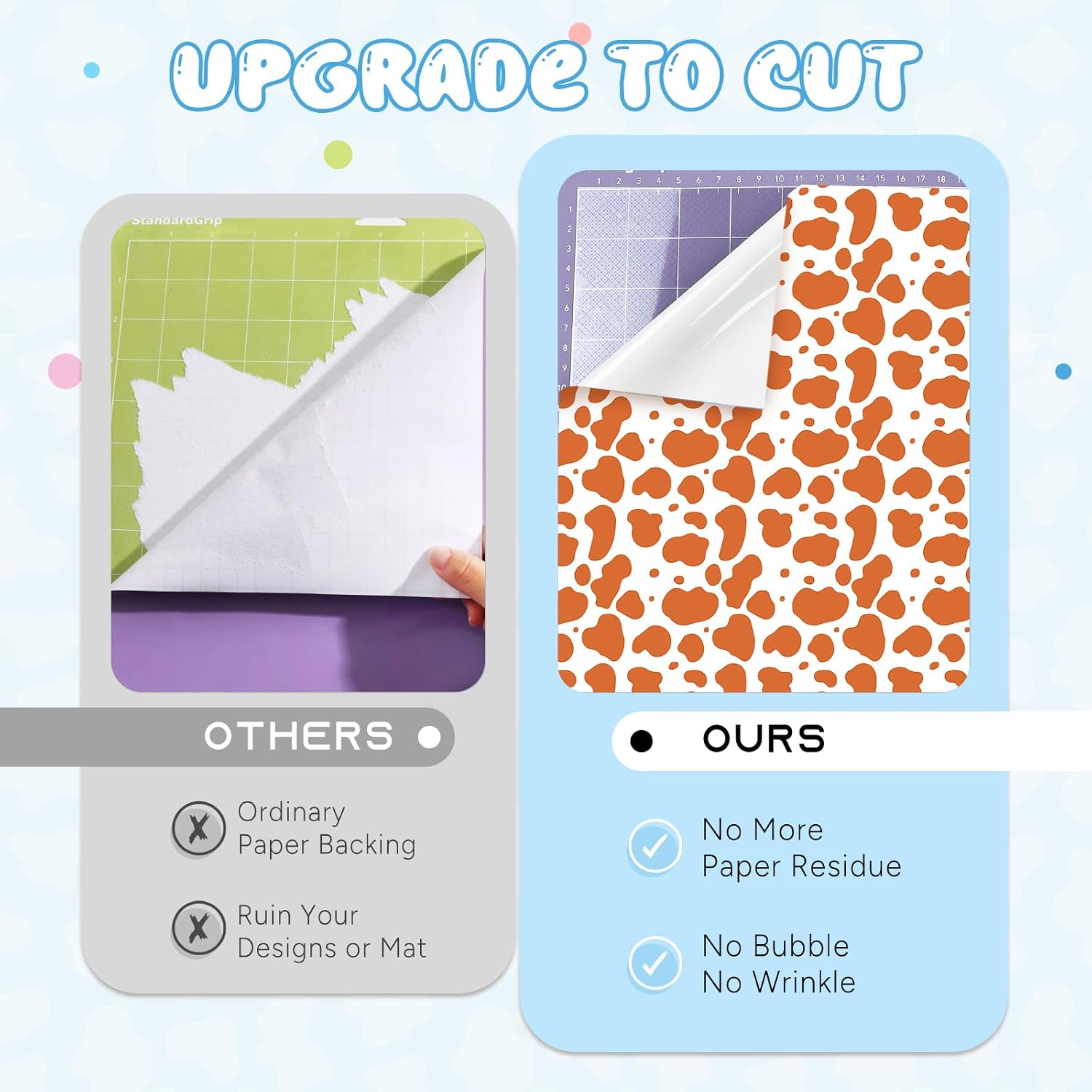 Tintnut Cow Printed Permanent Vinyl 8 Sheets 12"x10" Cowhide Adhesive Vinyl | Animal cow patterned,home decor self sticker vinyl sheets,for most cutting machine,easycut & weed,stretchy& w