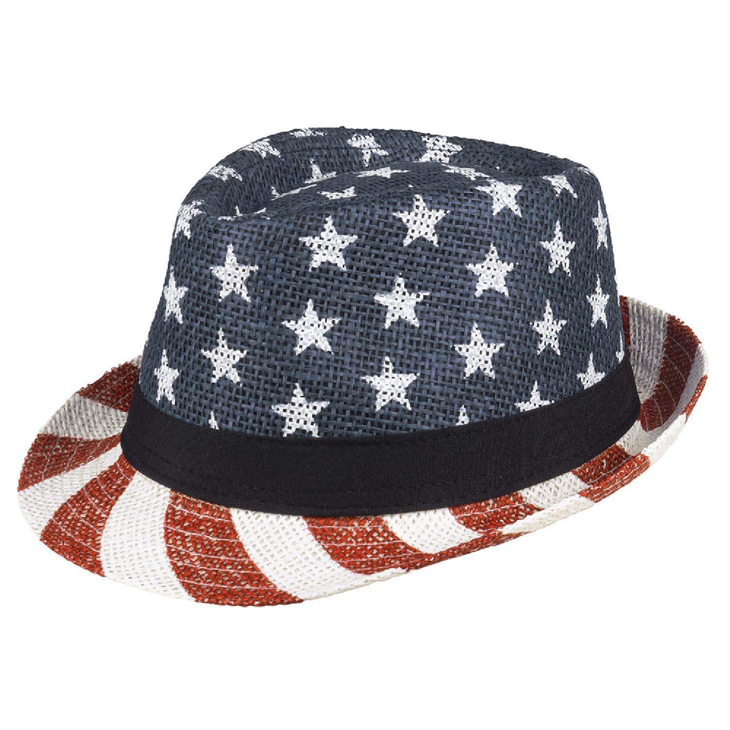 Boland 44966  Hat USA, Headgear America, Stars, Stripes, Fedora, Headgear, Travel, Uncle Sam, Costume, Carnival, Theme Party