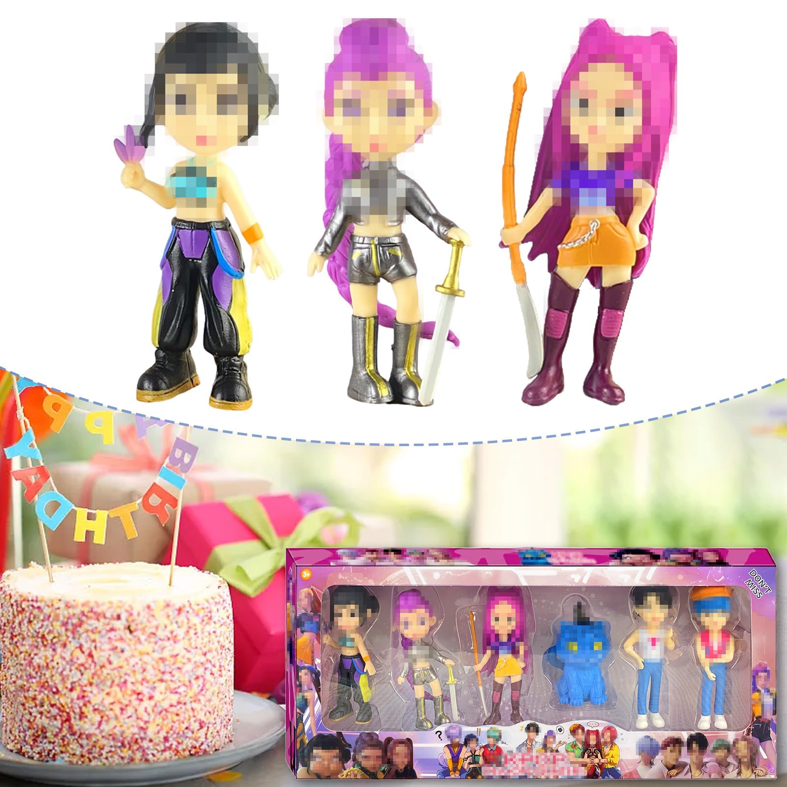 JUNERUN 6 Pièces Huntrs Figurine Set, PVC Cartoon Huntrs Anime Ornements, pour Adulte Fans Cadeaux Danniversaire - 3