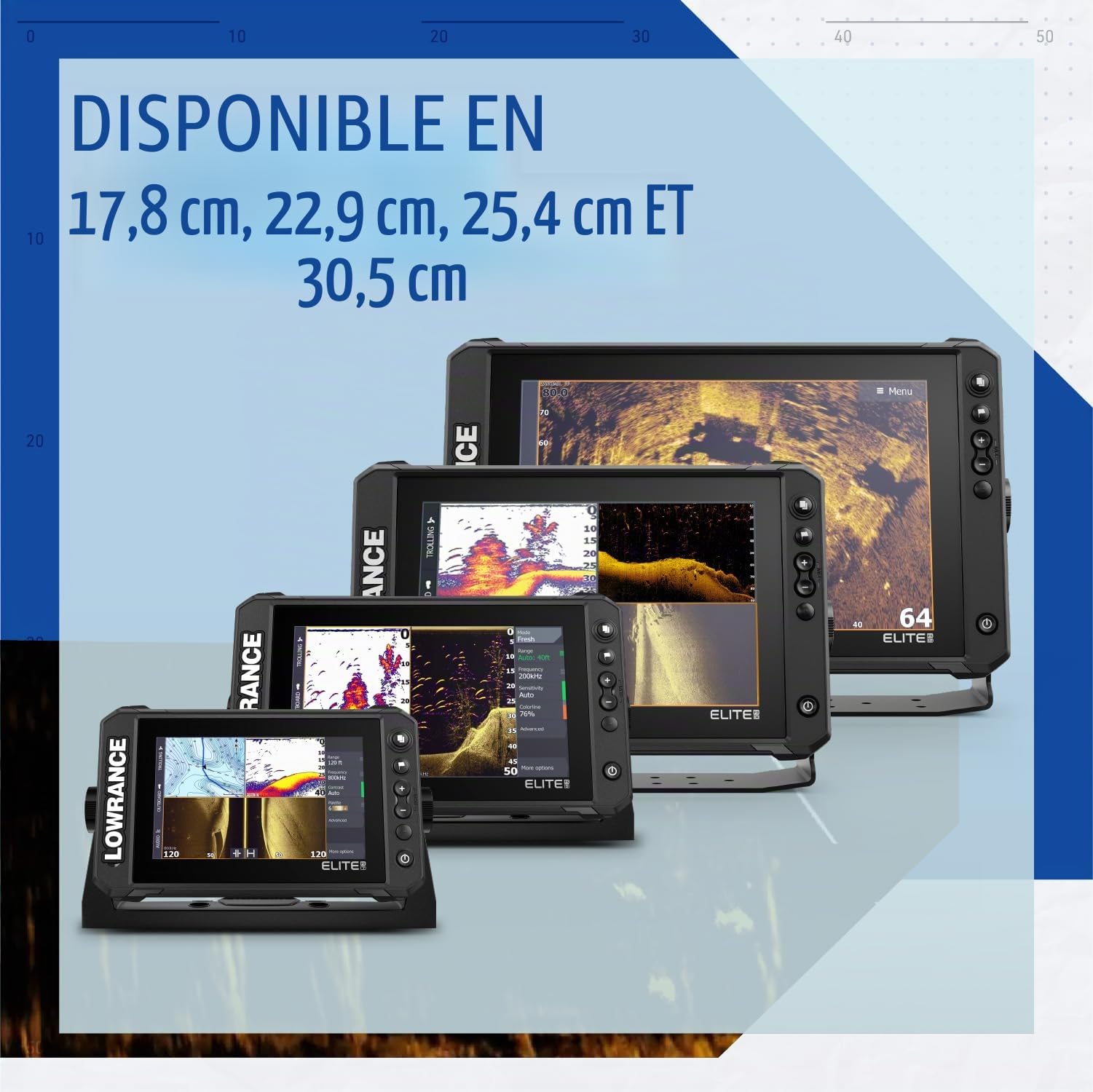 Lowrance Elite FS 7 Détecteur de Poissons avec transducteur 3 en 1 imagerie Active, Graphique C-Map Contour+ préchargé