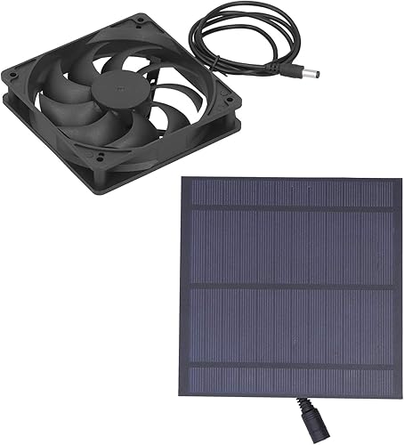 Miniatura 1 de Solar Powered Fan, 5W Solar Panel Fan with Ventilation Fan, Monocrystalline Silicon Solar Powered Exhaust Fan Kit Solar Fans for Outside, Chicken