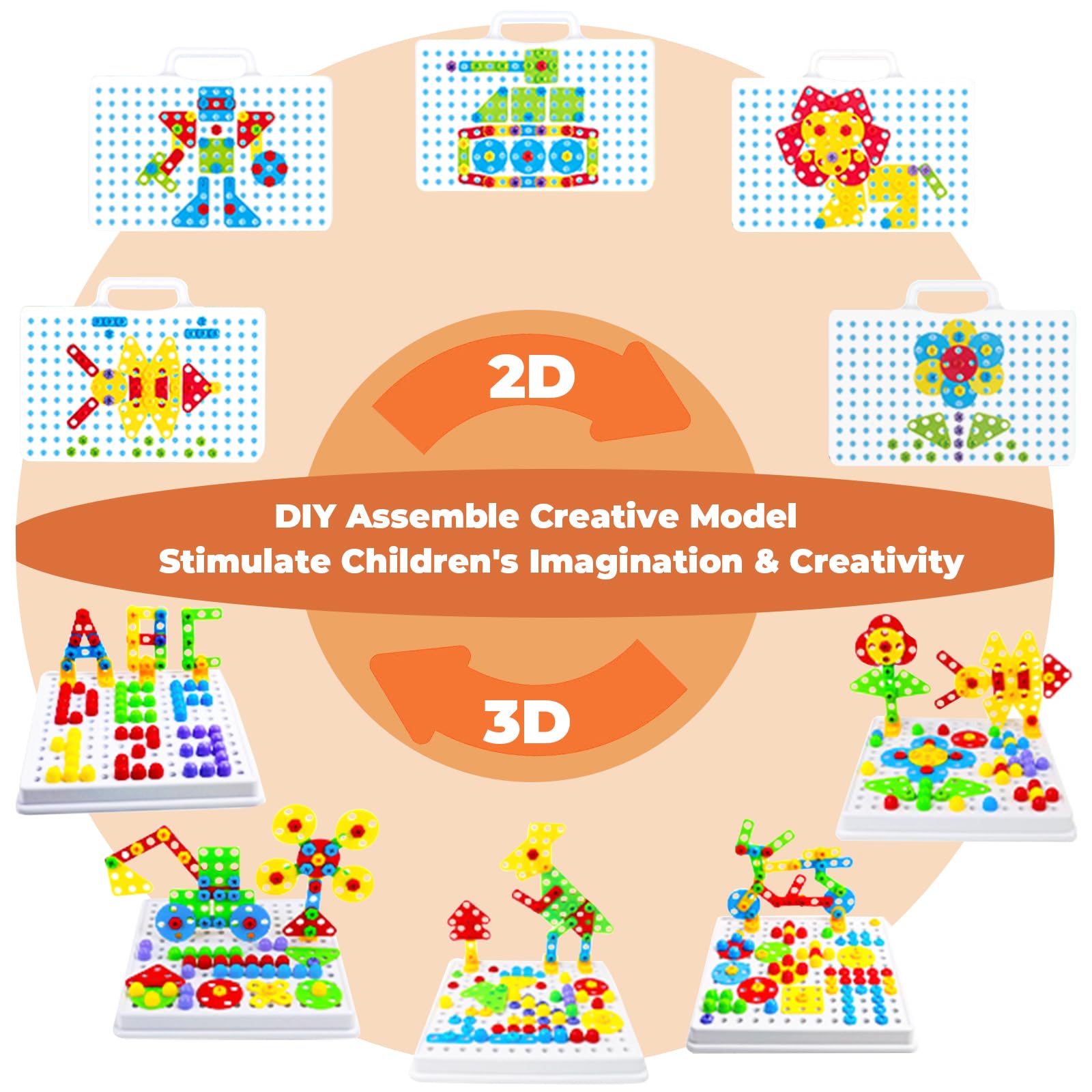Costruzioni per Bambini 3D Dinosauro Puzzle Giochi Montessori con Trapano Elettrico Mosaico Giocattolo Creativi Regalo per Bambini 3 4 5 6 Anni (201 Pezzi) - Giochi e Prodotti per l'Età Evolutiva