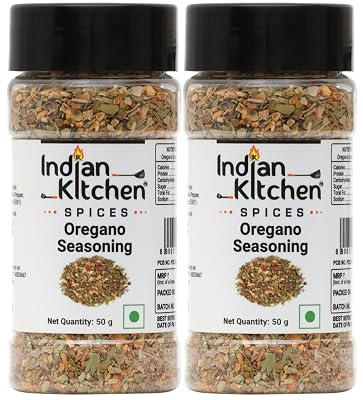 Indian Kitchen Oregano Seasoning 50g (Pack of 2) Classic Italian Herb Blend for Pizzas Pastas Salads Soups and More All 