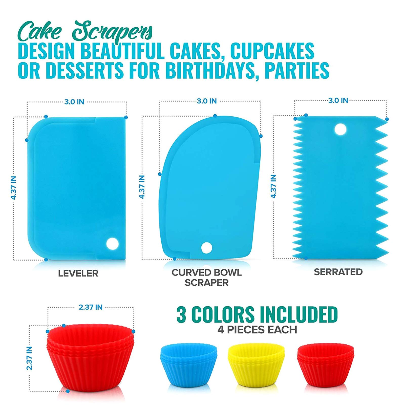 Juego de 106 piezas de suministros para decoración de tartas, juego de herramientas para fondant, tocadiscos, bolsa de tubos, punta de bolígrafo, espátula, bricolaje, pasteles, cupcakes, decoración de
