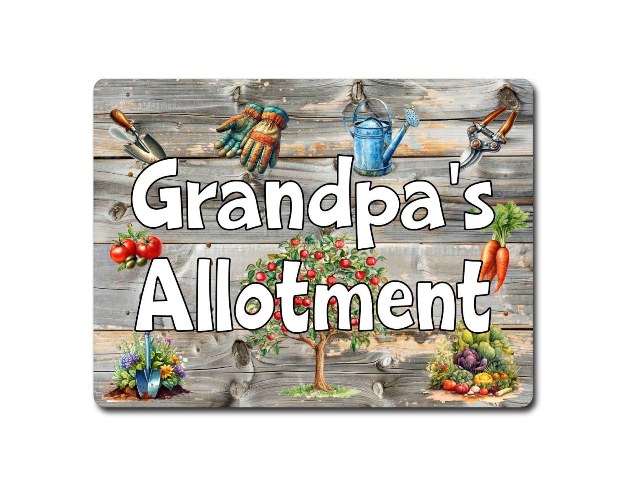 Decalarama Gardening Metal Sign Gift – Grandpa's Allotment - Family Fun Home Garden Novelty Aluminium Present