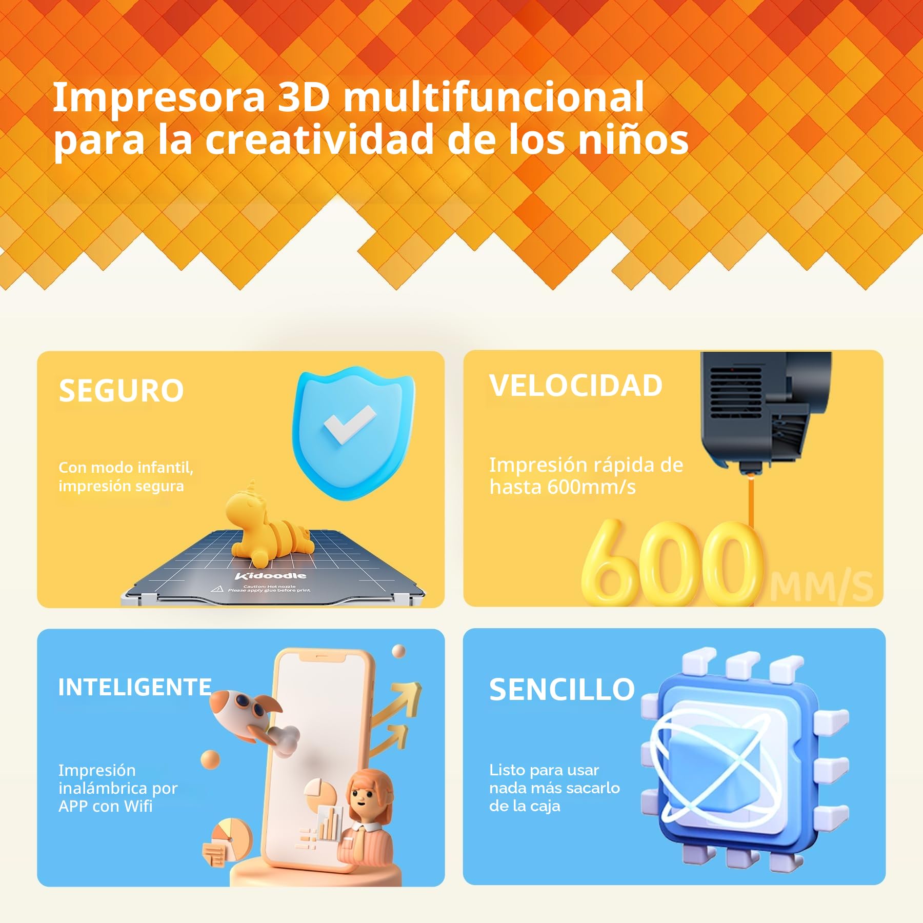 Mini impresora 3D para niños, segura para niños, impresora 3D de juguete, material educativo STEM, control por Wi-Fi y aplicación, actualización semanal de la biblioteca de juguetes, pantalla táctil