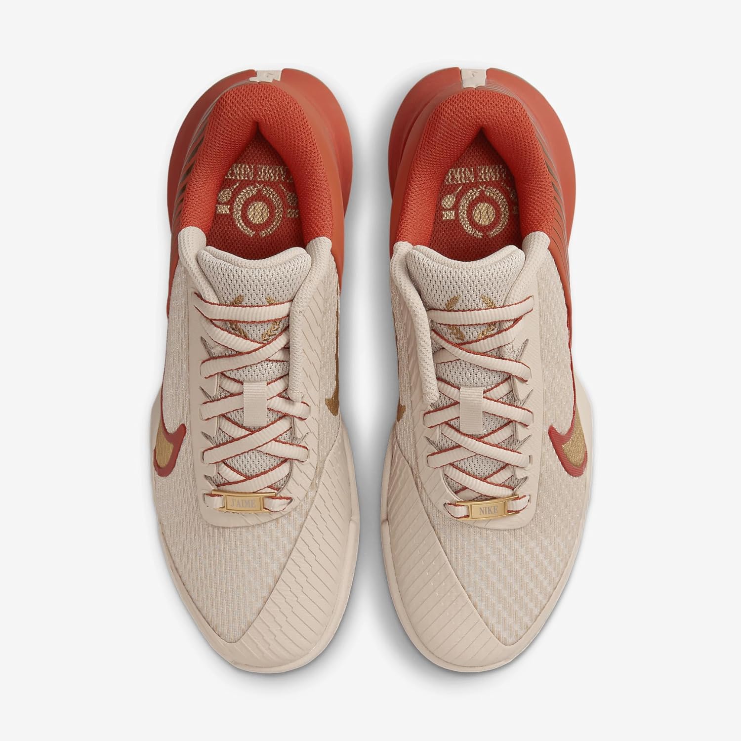 NikeCourt Air Zoom Vapor Pro 2 Premium Women's Hard Court Tennis Shoes (FB7054-105, Sanddrift/Gum Medium Brown/Metallic Gold) Size 8