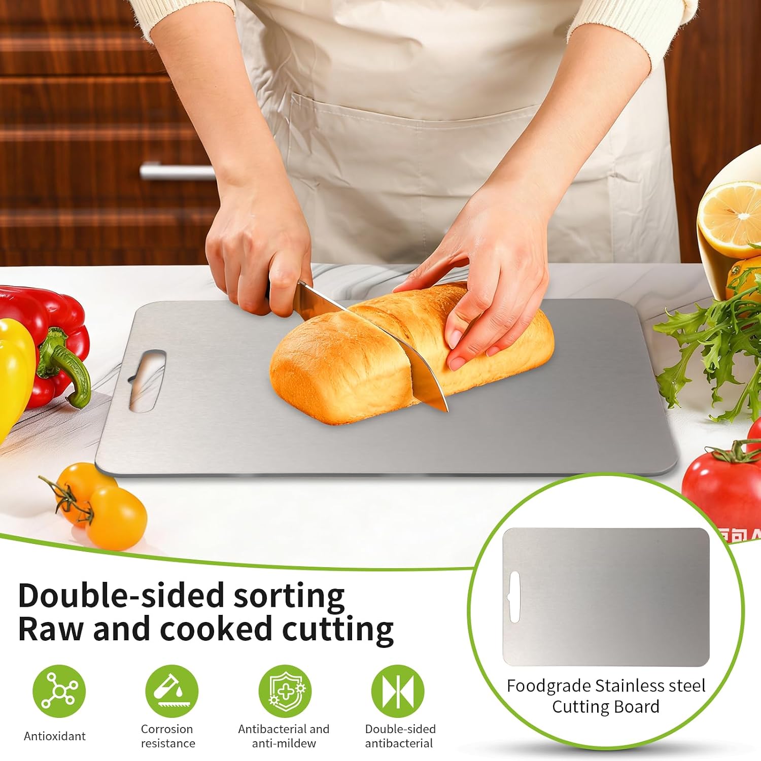 Stainless Steel Cutting Board, 13.5x9 Small Meat Chopping Board & Prep