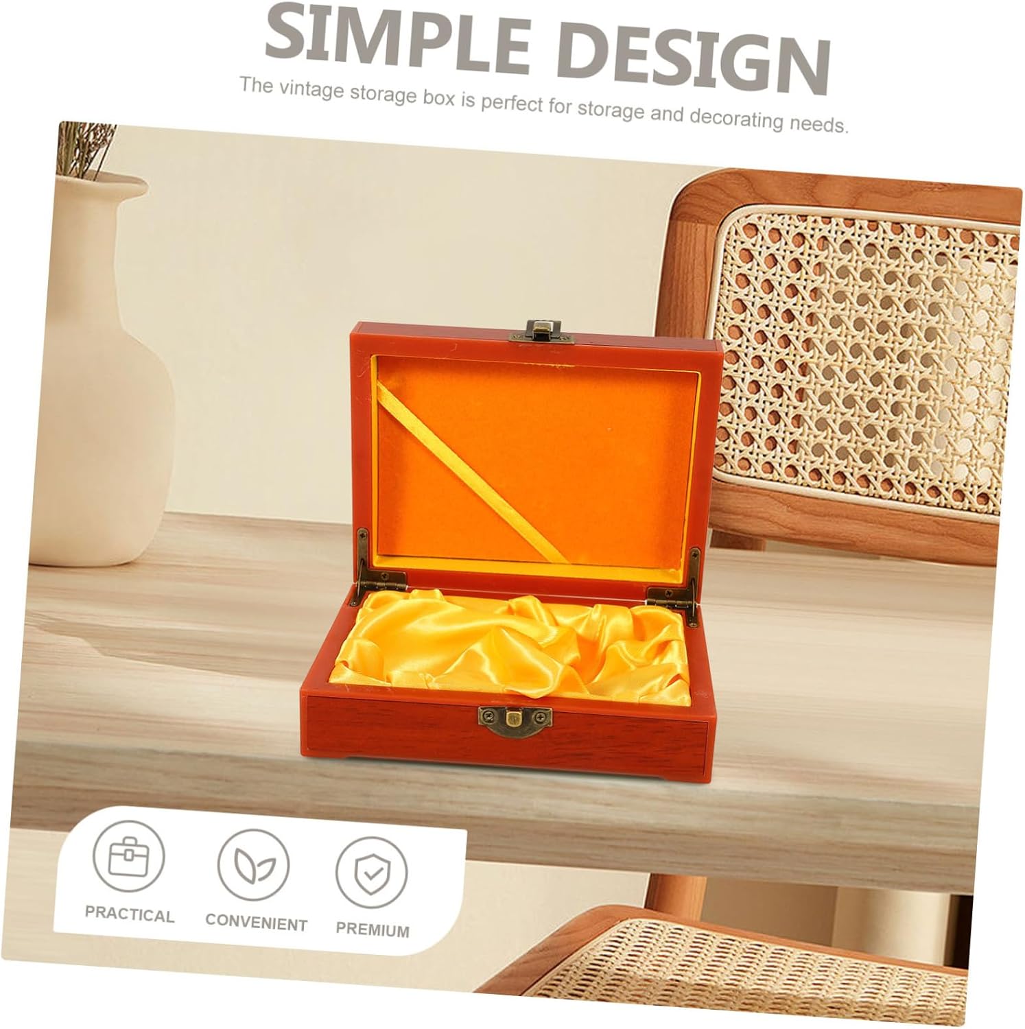 KOMBIUDA Large Retro Vintage Storage Box Lock Antique Keepsake Chest Multi-functional Jewelry Box Treasure Elegant Design for Home Decor